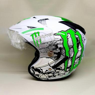 OEM BXP Double Visor Motif Monster Helm Half Face XL WHITE