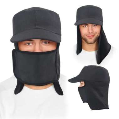 Masker Topi / Topi Masker Model Jepang Anti Virus Bukan Masker Sensi Hitam