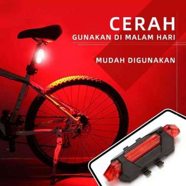 Lampu Belakang Sepeda LED USB Cas Charger Nyala Kedip Merah Bike bagus
