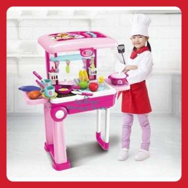 MAINAN ANAK PEREMPUAN KITCHEN SET KOPER DORONG 2 IN 1/MAINAN MASAKAN