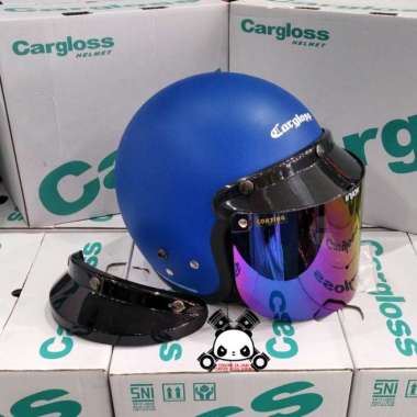 Helm Bogo Cargloss Cf Retro Navy Paket Plus Visor Datar/Flat Visor