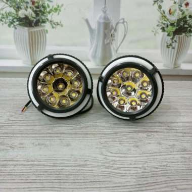 lampu tembak + ring led 9 led spion sepeda motor 12 volt