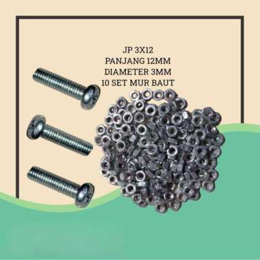 10 PCS SEKRUP SKRUP BAUT JP 3x12 - BAUT JP M 3 x 12 MM M3X12MM 10 set mur+baut