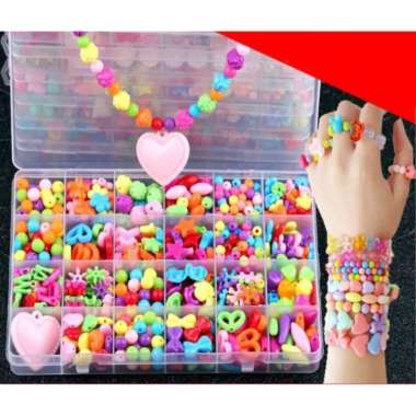 Maianan anak edukasi - manik manik gelang anak - kalung - beads - DIY Multicolor