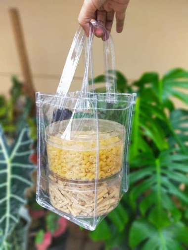 Tas toples kue kering , tas bening kue kering , tas hampers kue kering 13X13X20