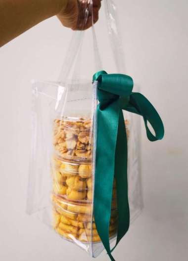 Tas toples kue kering , tas bening kue kering , tas hampers kue kering 15X15X25 |DUS13