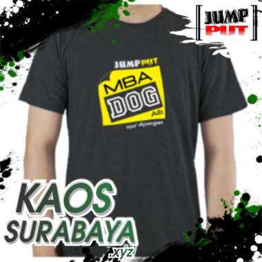 Kaos Polos Distro Sablon Mba Dog T-Shirt Lengan Pendek Murah 24s Putih L/STD