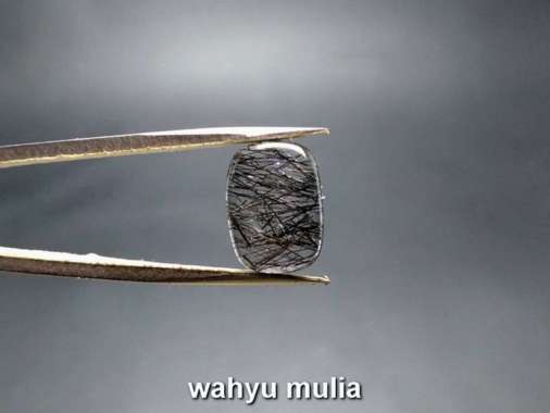 Batu kecubung rambut hitam Asli (kode745) bening dengan rambut hitam