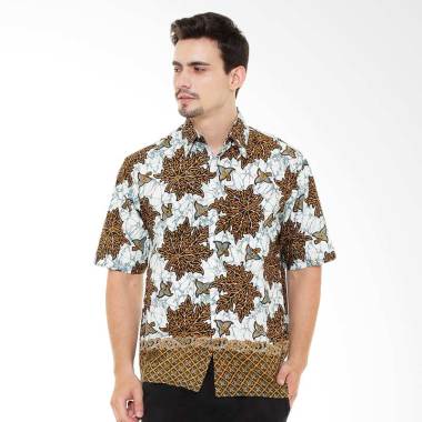 Hokokay Hem Katun Araya Kemeja Batik Pria - Kuning