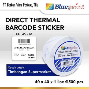 BLUEPRINT Direct Thermal Sticker / Label Stiker 40x40x1 Line Isi 500 Putih
