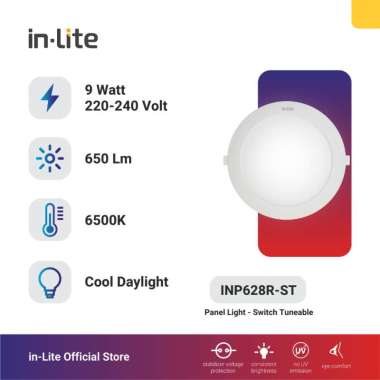 In-Lite Lampu Plafon Downlight Panel Inbow 9 Watt - Bulat Cool Daylight/Putih