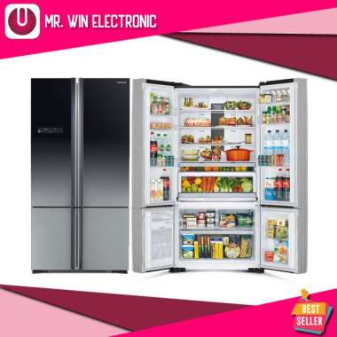HITACHI R-WB80PGD5 XGR Kulkas Side By Side 4 Pintu Inverter SILVER BLACK SILVER BLACK