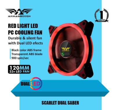 fan Armaggeddon Scarlet fan 120mm - RED light LED PC cooling fan Scarlet Dual Saber