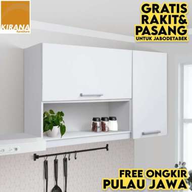 Kirana Furniture Kitchen Set Indiana Lemari Kabinet Dapur Rak Dapur Atas - Hidrolik 2 Pintu - Putih