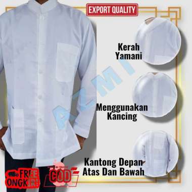 Koko Yamani Syihabudin Putih, koko taqwa syihabudin lengan panjang dewasa Putih L