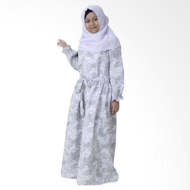 Aisyah Kirana Allura Hijab Gamis Anak - Grey White