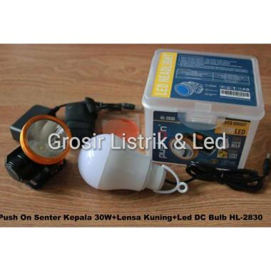 Push On Senter Kepala 30W + Lensa Kuning + LED DC Bulb HL - 2830