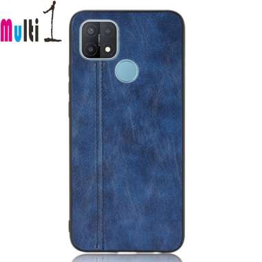 Case Samsung Galaxy A12 - Samsung Galaxy M12 Car Line PU Leather Material Slim Back Cover Blue