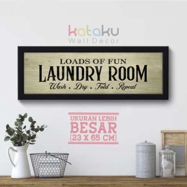 Papan Tanda Dekorasi Laundry Room Wall Decor Poster Hiasan Dinding Frame Hitam