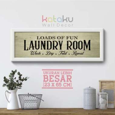 Papan Tanda Dekorasi Laundry Room Wall Decor Poster Hiasan Dinding Frame Putih