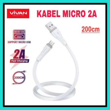 NS - Kabel Micro USB 200cm Vivan 2A Fast Charging USB Micro 2m sm200s PUTIH