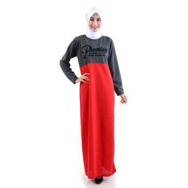 Jfashion Dress Kombinasi Warna Plus ... Panjang - Premium Abu tua
