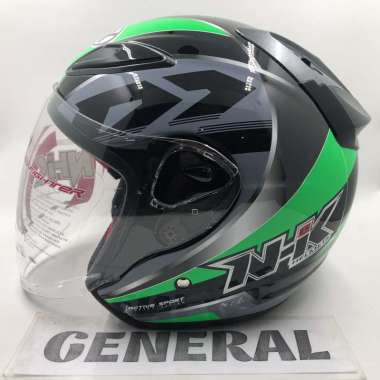 Helm NHK R6 Motif Uriken Black Green Hitam Hijau Abu Half Face L