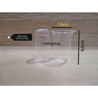gelas plastik AQUA KOPI cup bening es 220ml MURAH sekali pakai clear
