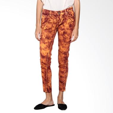 Mobile Power Ladies Slim Fit Jeans Motif - Orange Red C2858S 28