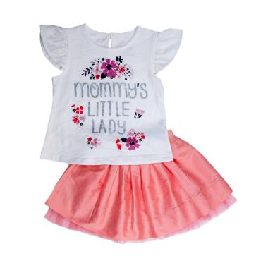 Torio 17-0540 Mommy'S Little Lady Skirt Set Baju Jumpsuit Anak - White&Salem