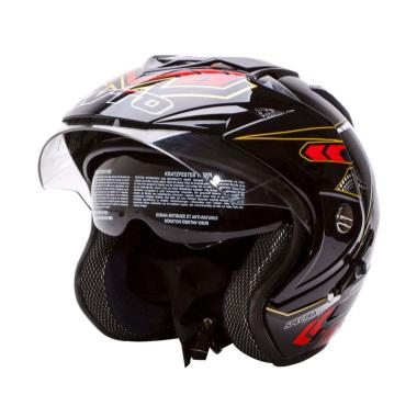 WTO Helmet Impressive Spectra Double Visor Helm Half Face - Hitam Merah