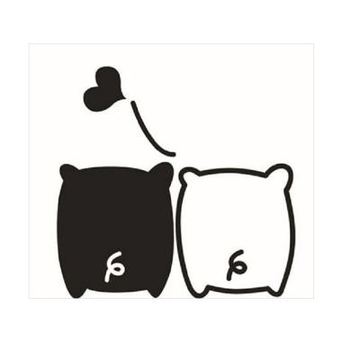 OEM Motif Animal Couple Love Dekora ... klar Wall Sticker - Hitam
