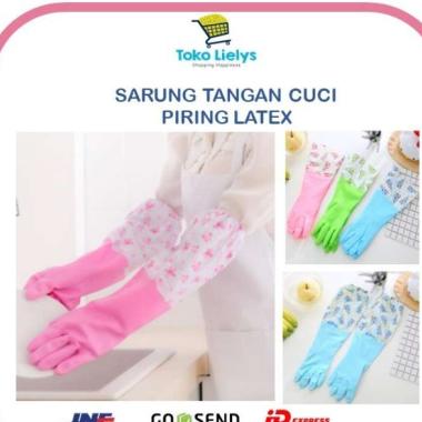 Sarung Tangan Karet Cuci Piring Anti Air Sarung Karet Silikon Biru