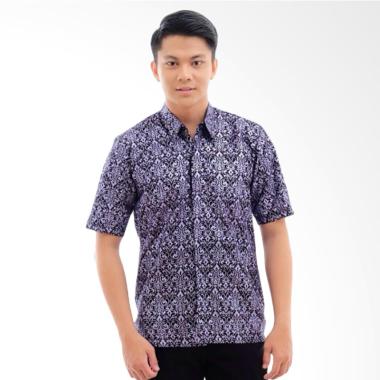 CANNICE Praday Kemeja Lengan Pendek Batik Pria - Ungu