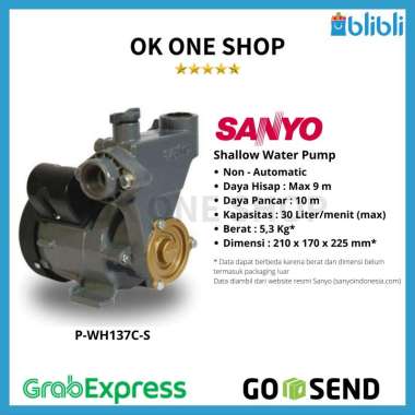 Sanyo P-WH 137C Pompa Air Abu/Hitam