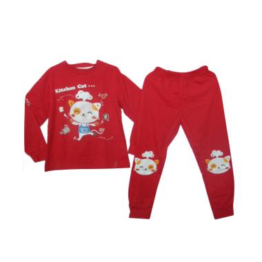 VERINA BABY Kitchen Cat Setelan Baju Tidur Anak - Red VERINA BABY Kitchen Cat Setelan Baju Tidur Anak - Red