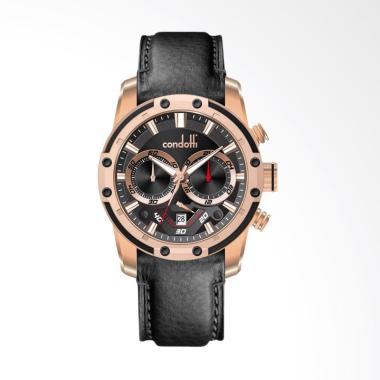 Condotti Ammirevole Chronograph Tali Leather Jam Tangan Pria - Black Gold [CN1002-RG03-L03] Gold