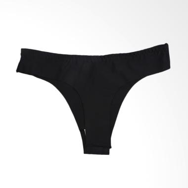 WinRos Latex Cotton G String Thong Seamless Sexy Celana Dalam Wanita S-M Hitam