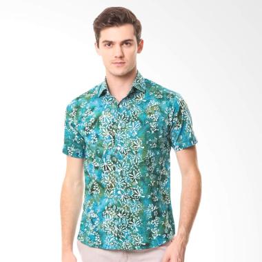 Batik Agrapana Cap Sahara Muscle fit Kemeja Batik Pria - Hijau