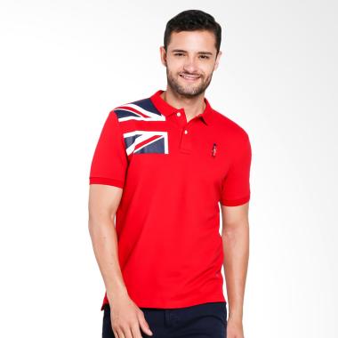 Giordano Union Jack Embroidery Polo Shirt Pria - Red [0101732283]