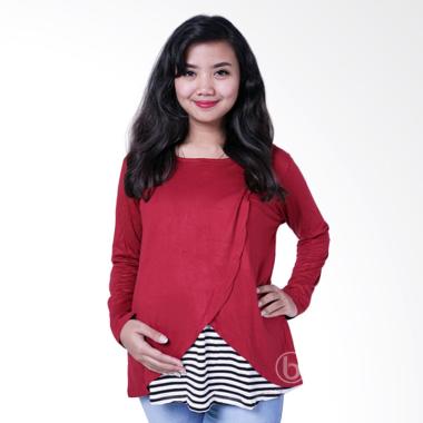 Mama Hamil SJ 306 Shereen Kaos Blouse Hamil - Merah Mama Hamil SJ 306 Shereen Kaos Blouse Hamil - Merah