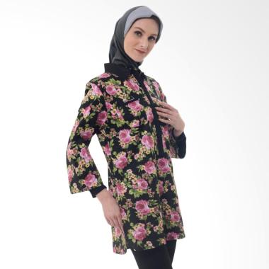 Beyounique Big Flowery Tunic Blouse Muslim - Black