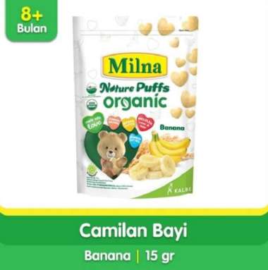 Milna Nature Puffs Organic BANANA 15 Gr Camilan Bayi 8+ Bulan