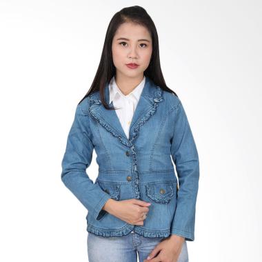 Adore Ladies Ruffle Jacket Jeans - Light Blue