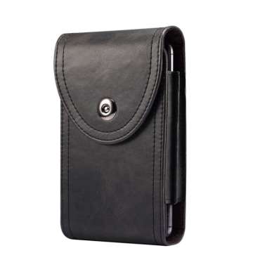 Sarung HP Pinggang Kulit 2HP Kancing Magnet Carabiner Vertikal Ukuran 6 Inch (16x9 Cm) 6 Inch (16x9 