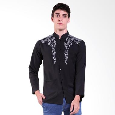 Okechuku Yusuf Bordir Tangan Panjang Baju Koko Pria - Hitam