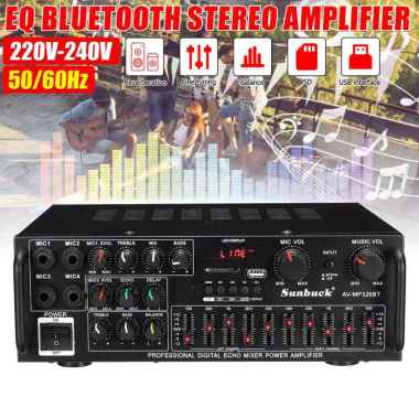 Audio Ampilifier 2000W - HIFI Audio Amplifier Bluetooth 2000W Dengan Remote Control - FM Radio - Equ