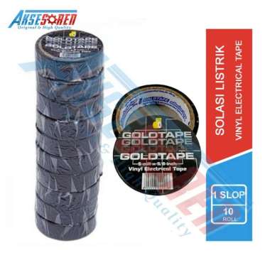 Solasi Kabel Listrik Gold Tape [1 Slop/10 Roll] / Isolasi Listrik / Lakban Listrik Perekat Kabel Ben