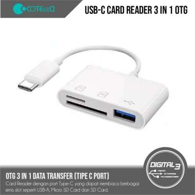 COTEetCI USB-C OTG Card Reader Type C 3 in 1 USB + Micro SD + SD Card