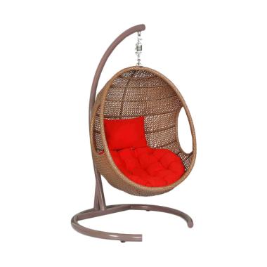 Pine Rotan Pulut Hanging Chair - Red Brown